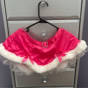 Pink Satin skirt with Faux Fur Trim and tulle Victoria secrets Santa baby